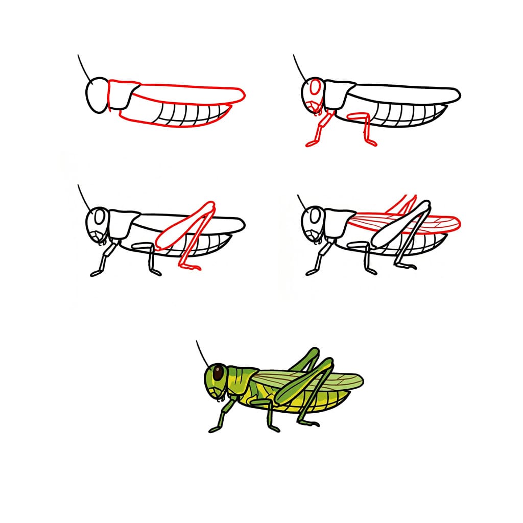 Normaali heinäsirkka piirustus