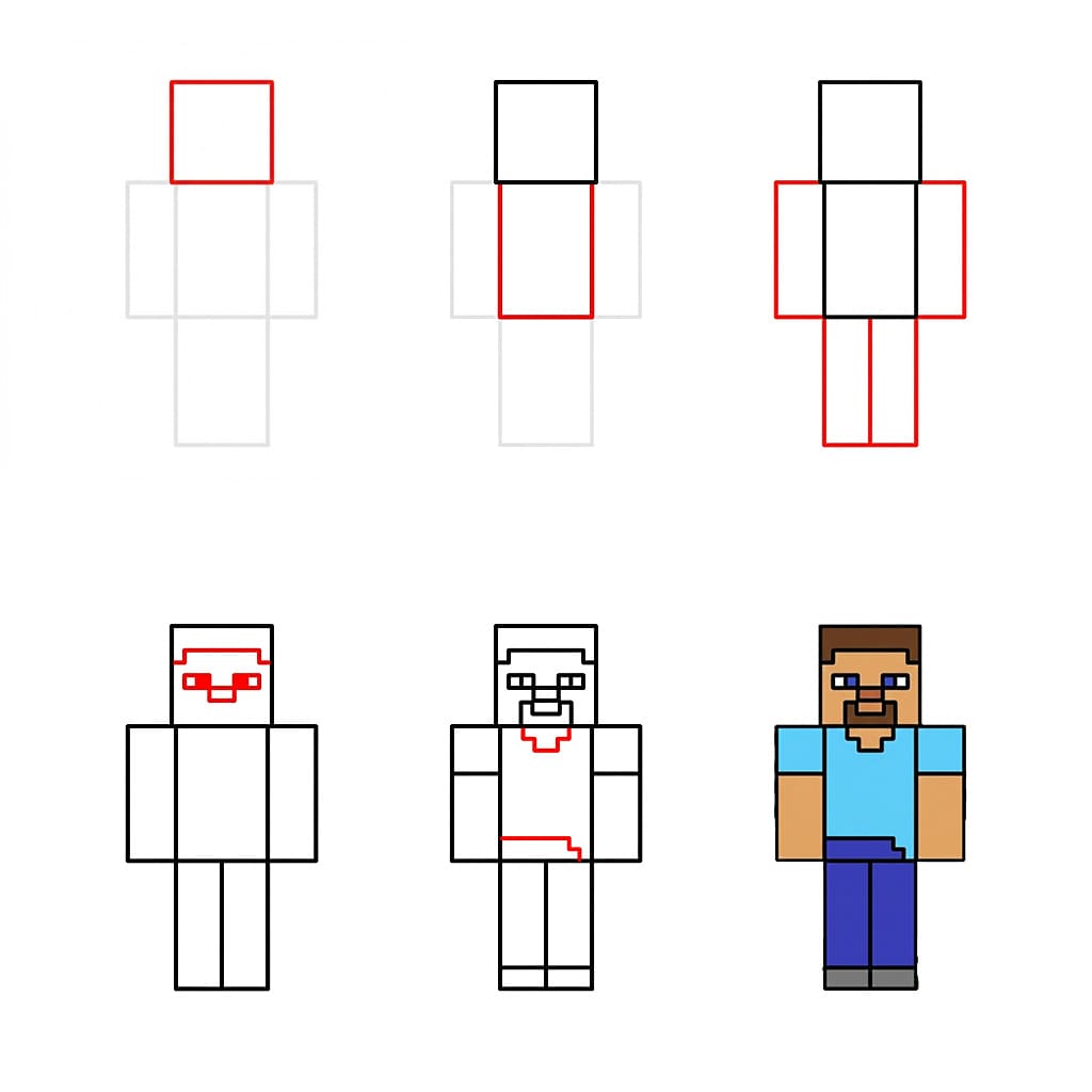 Onnellinen Minecraft pelaaja piirustus