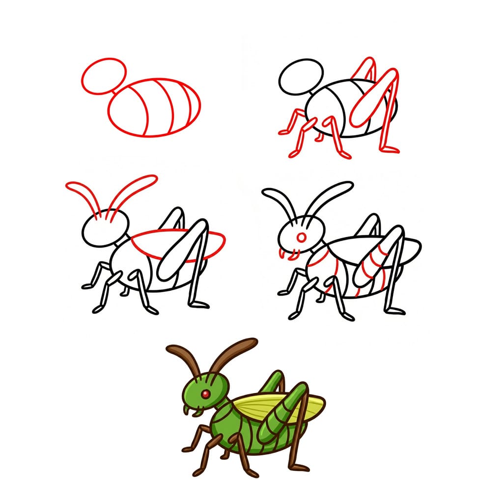 Pieni heinäsirkka piirustus