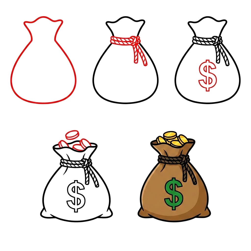 Rahasäkin kuva piirustus