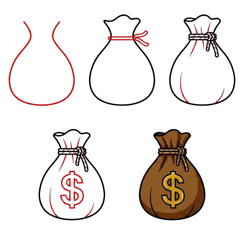 Rahasäkin litteä tyyli piirustus