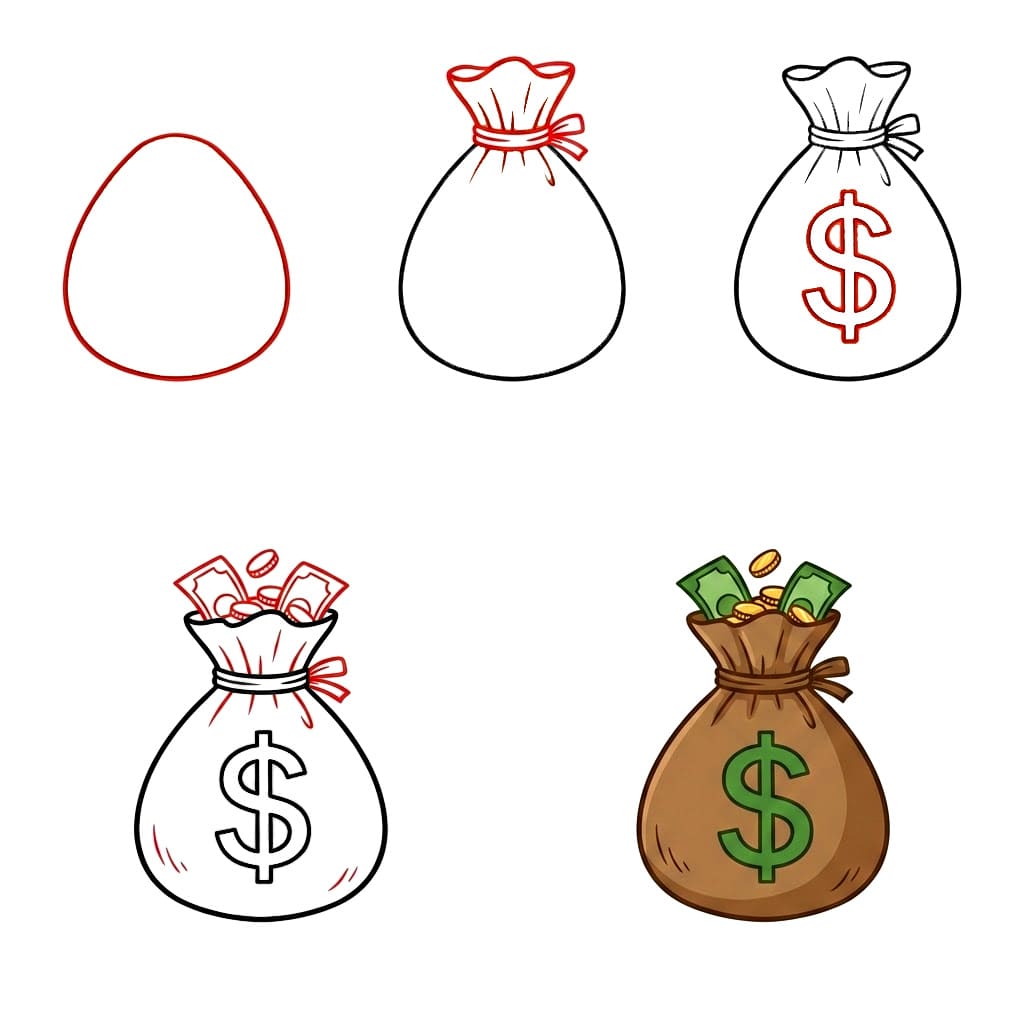 Rahasäkin symboli piirustus