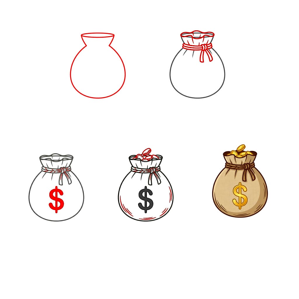Rahasäkki litteä piirustus