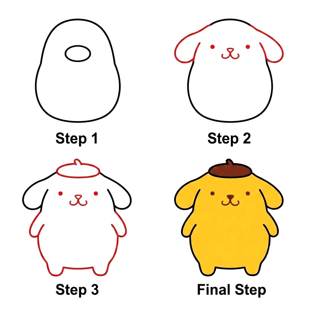 Söpö Pompompurin piirustus