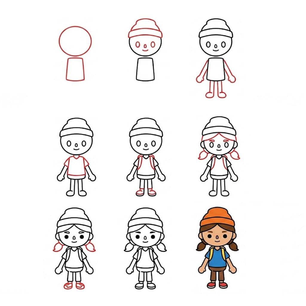 Söpö tyttö Toca Boca piirustus