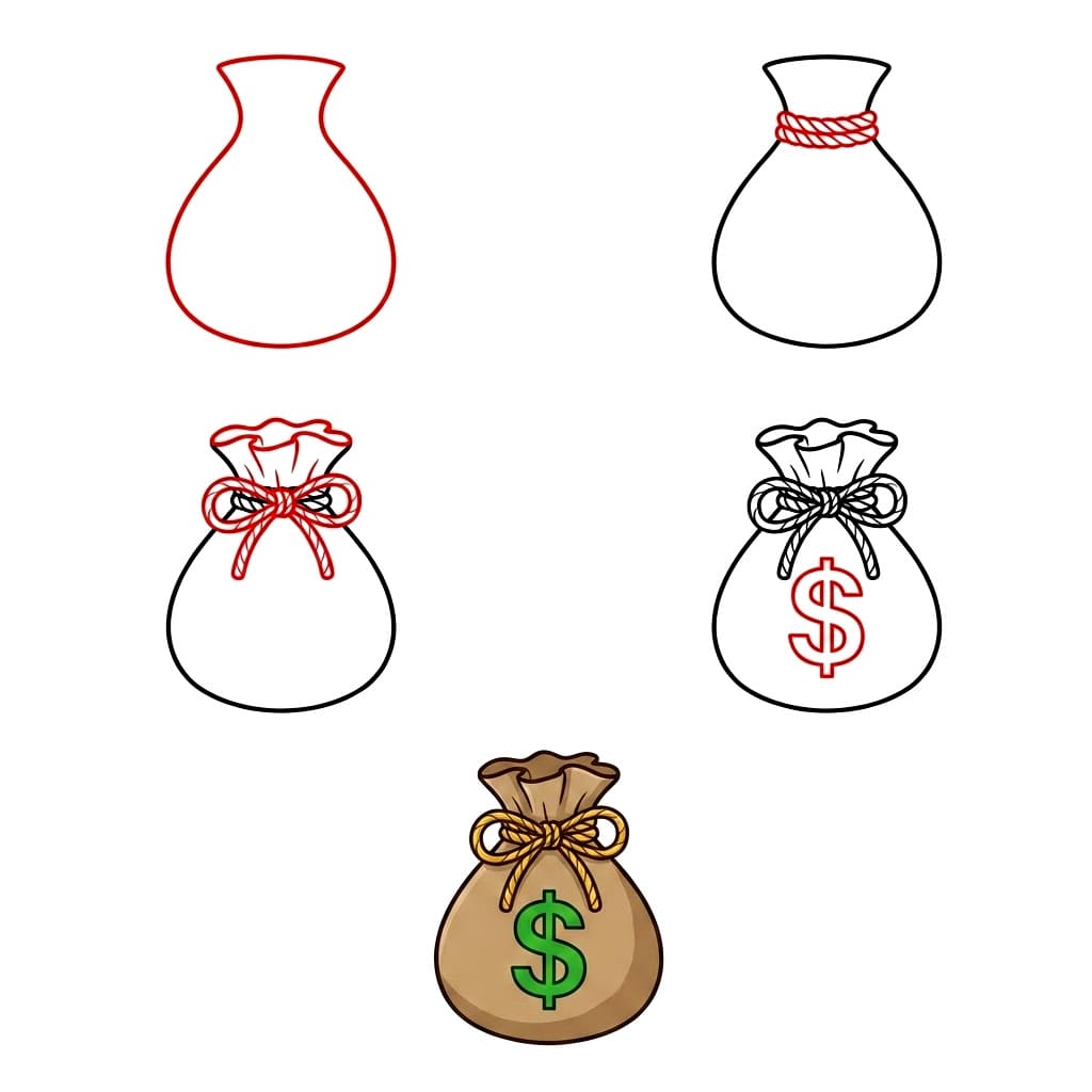 Yksinkertainen rahasäkki piirustus