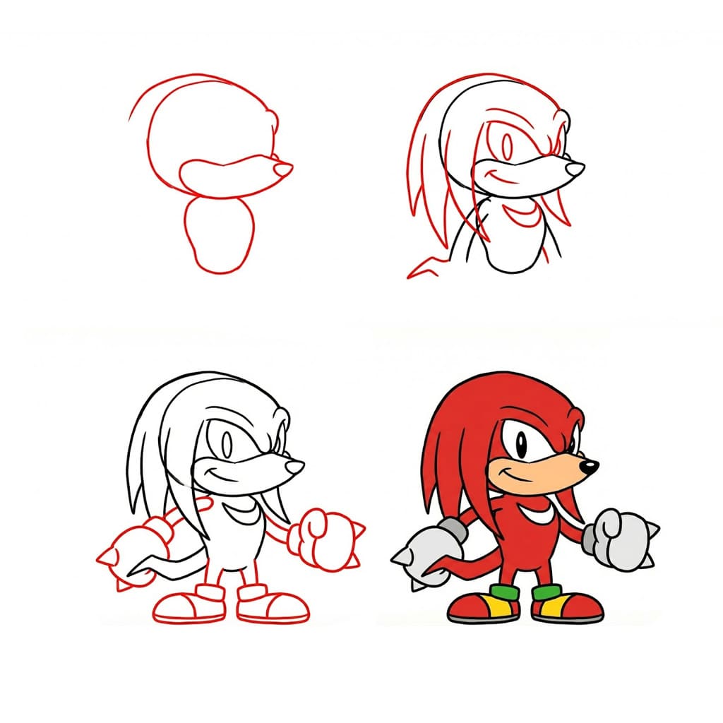 Yksinkertaiset Knuckles piirustus