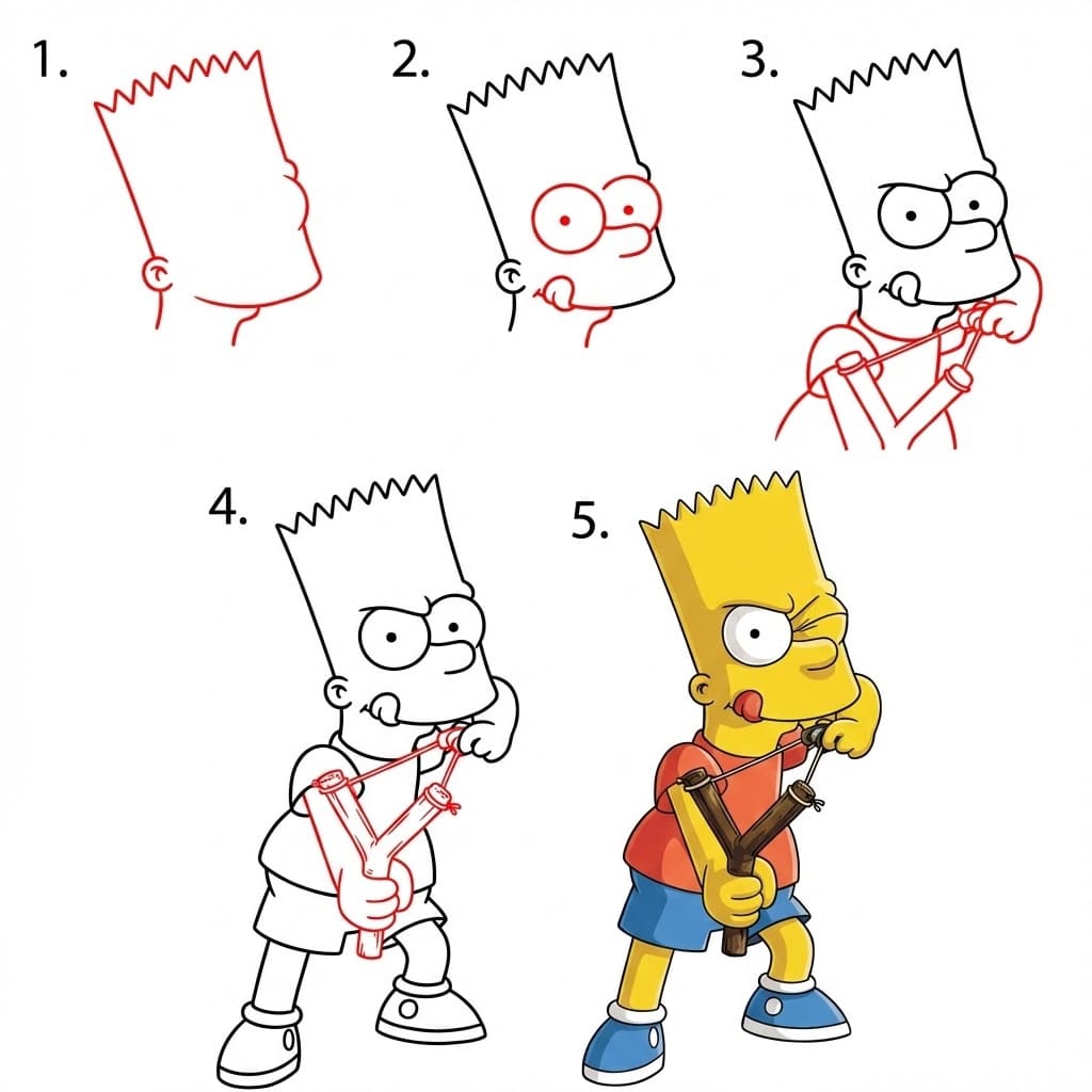 Bart Simpson ammuskelee piirustus