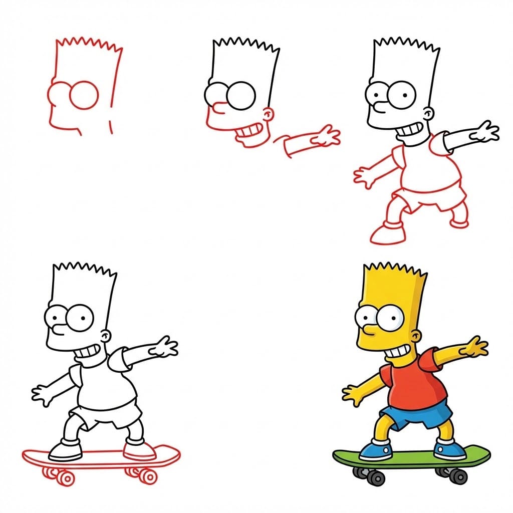 Bart Simpson onnellinen piirustus