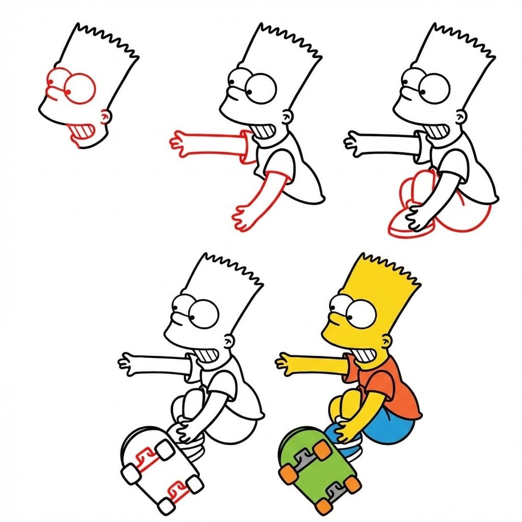 Bart Simpson skeittaamassa piirustus