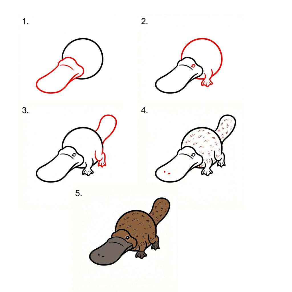 Kiltti vesinokkaeläin piirustus