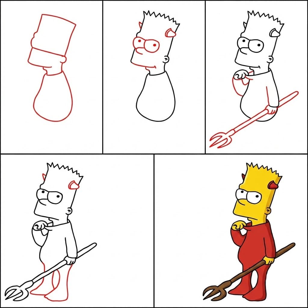 Paholainen Bart Simpson piirustus