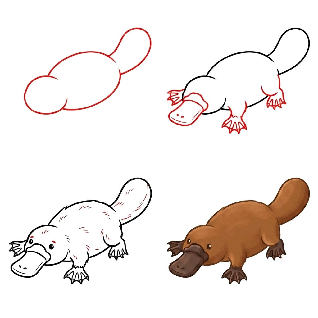 Pieni vesinokkaeläin piirustus