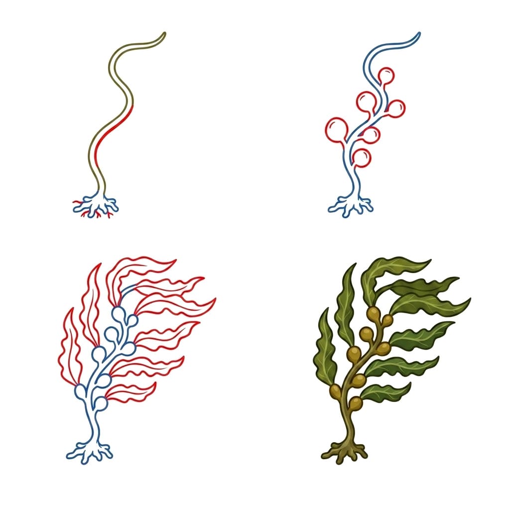Rakolevävapaa merilevä piirustus
