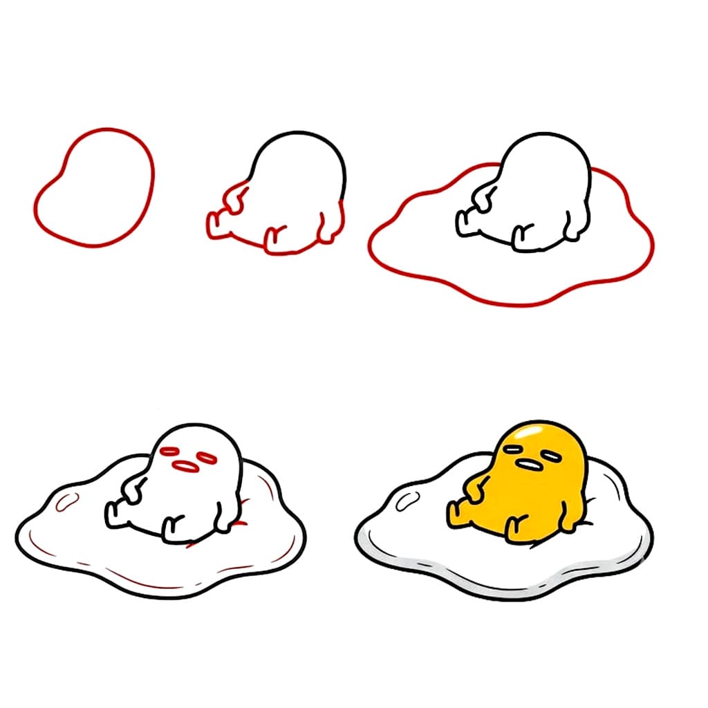 Gudetama munanvalkuaisessa piirustus