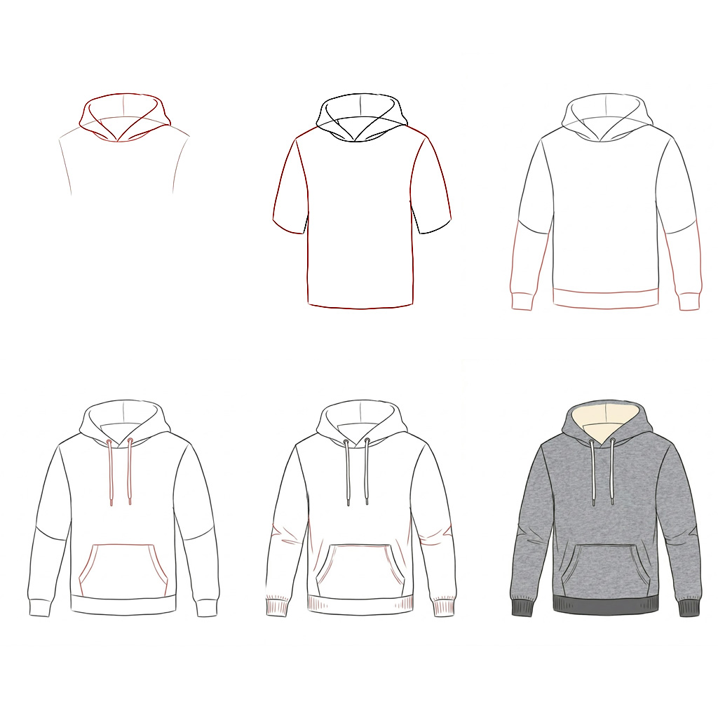 Harmaa huppari piirustus