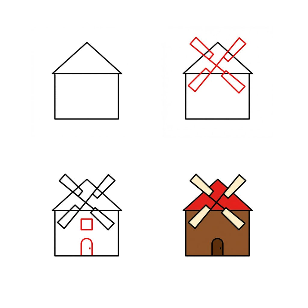 Helppo ilmainen tuulimylly piirustus