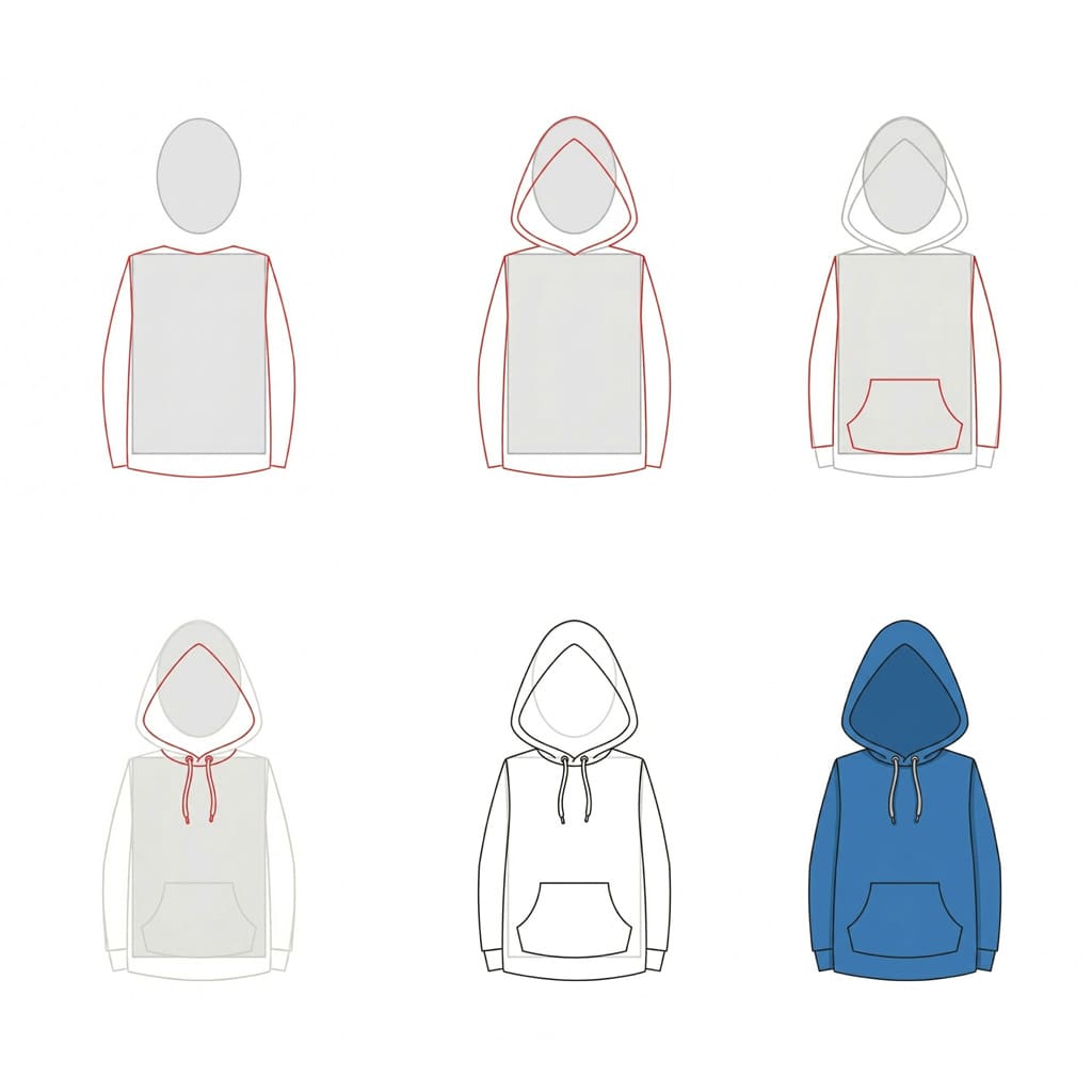 Huoliteltu huppari piirustus