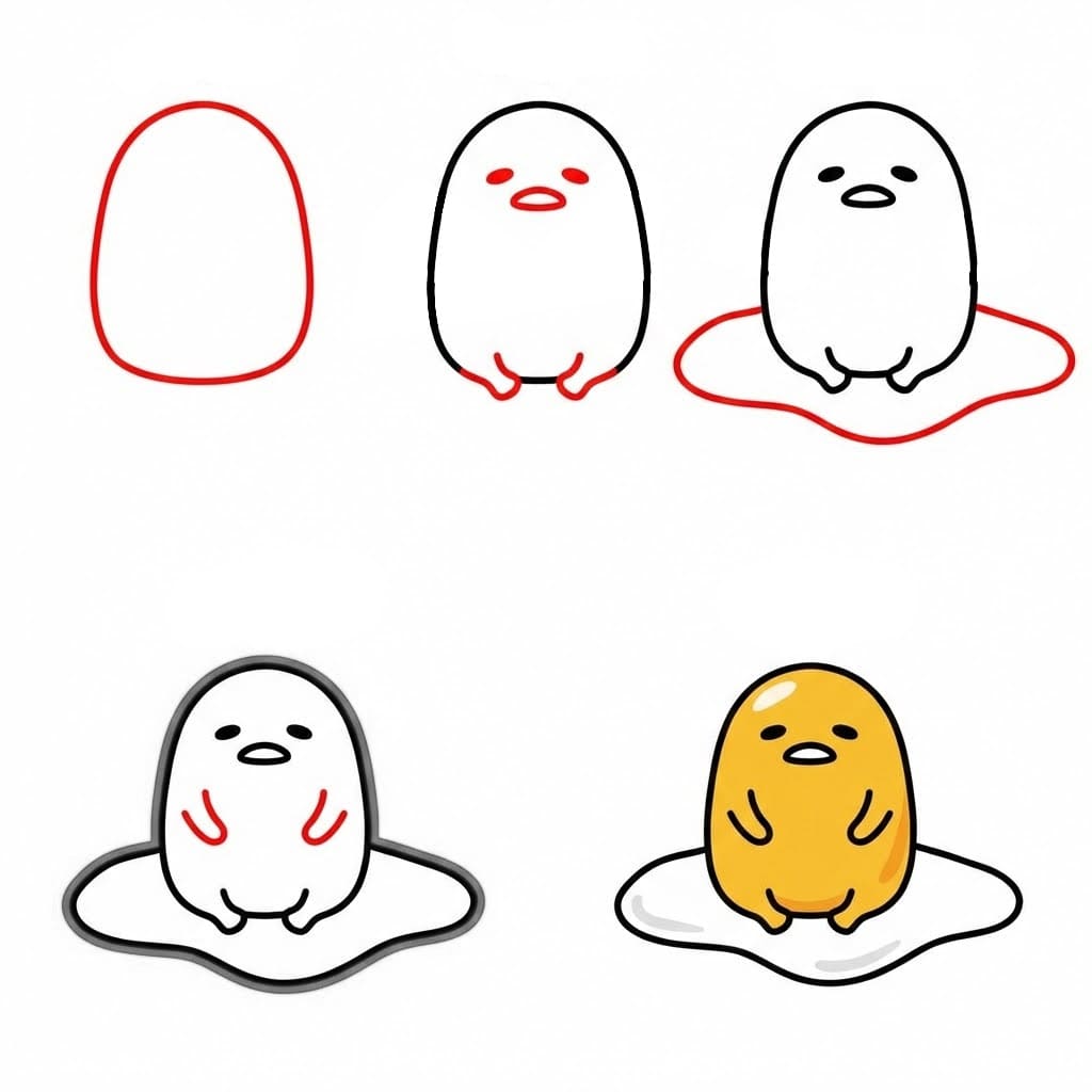 Hymyilevä Gudetama piirustus