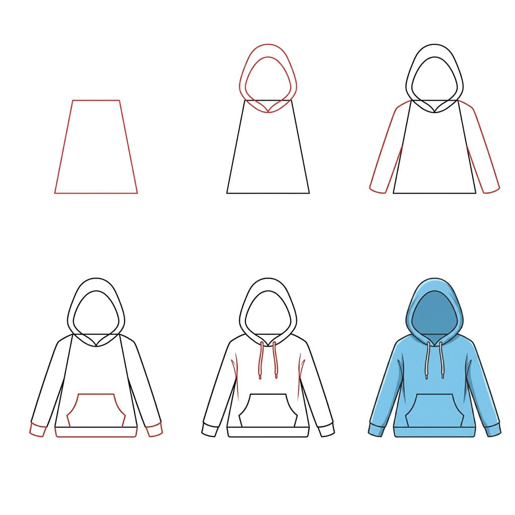 Katutyylinen huppari piirustus