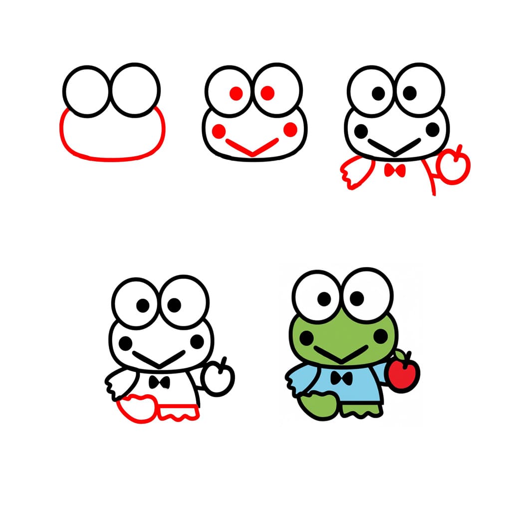 Keroppi hold omena piirustus