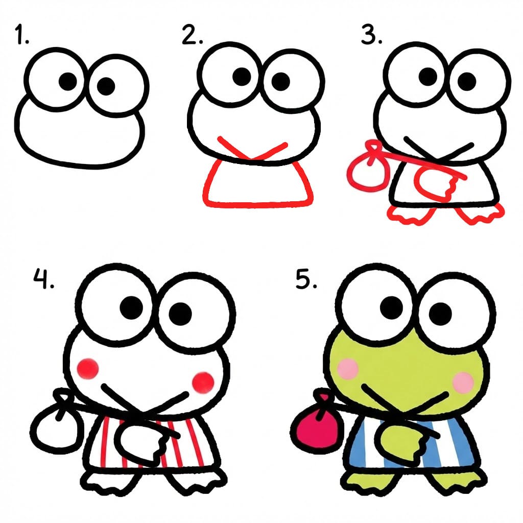Keroppi kävely piirustus
