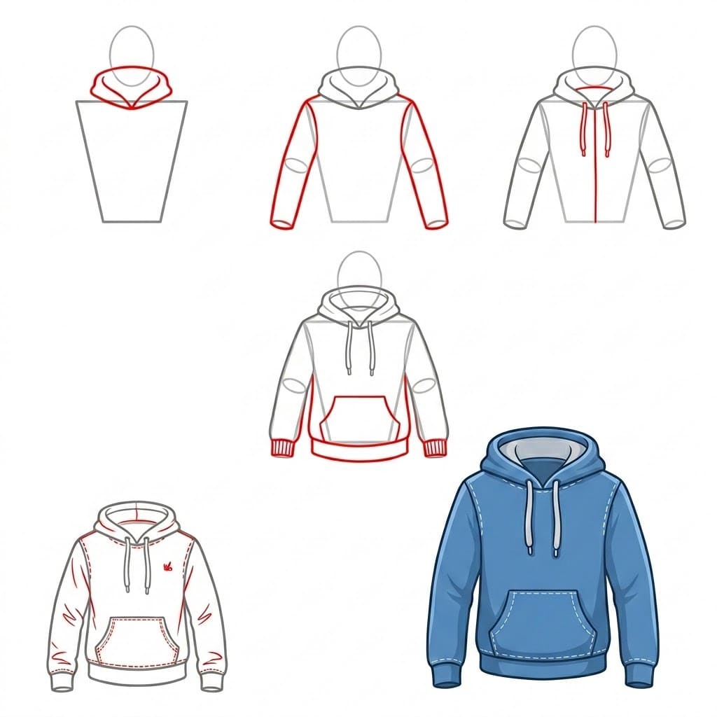 Kevyt huppari piirustus