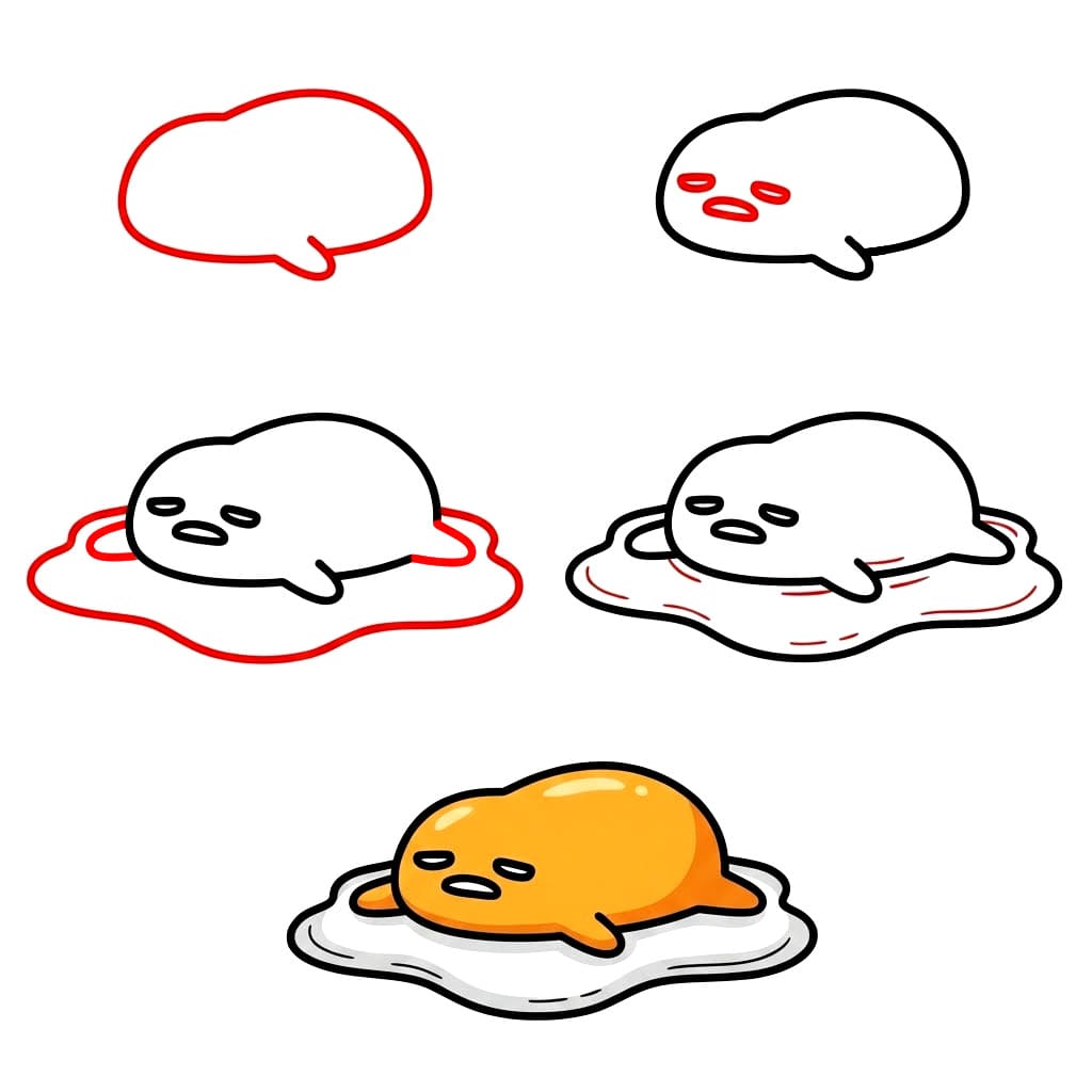 Litteä Gudetama piirustus