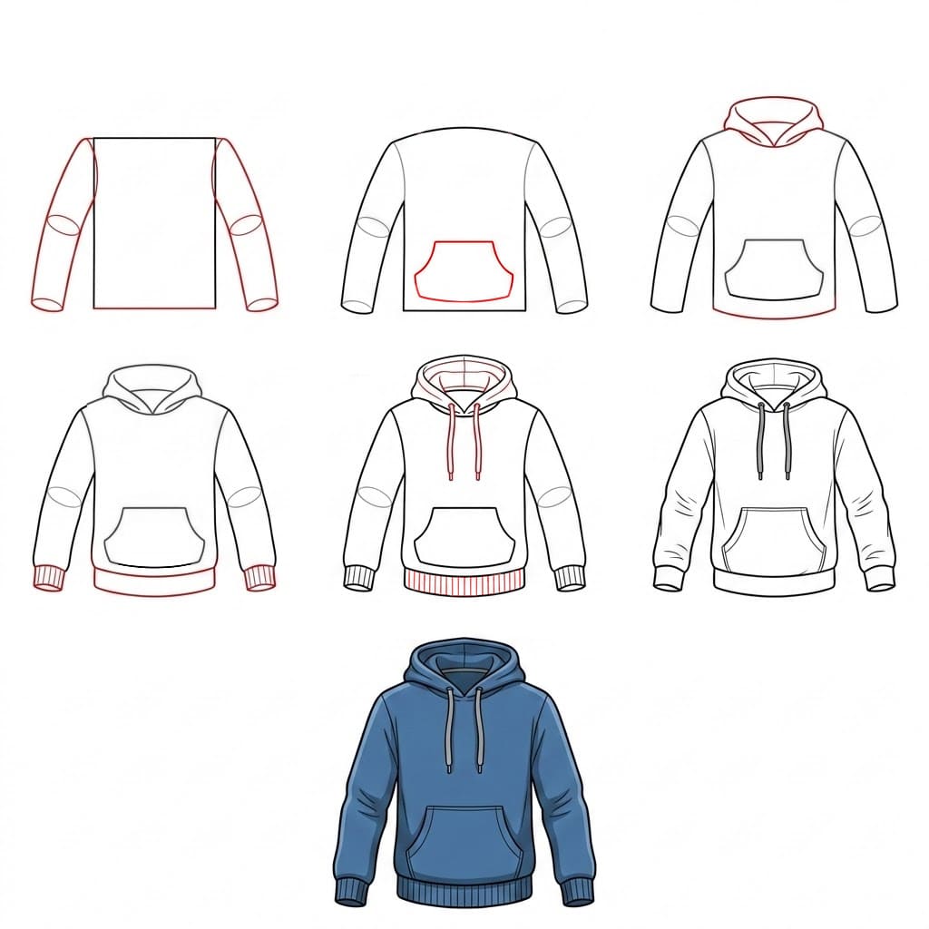 Päivittäinen huppari piirustus