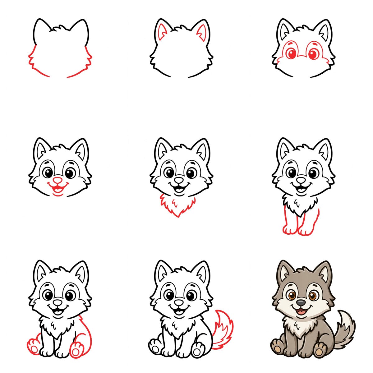 Naurava susi piirustus