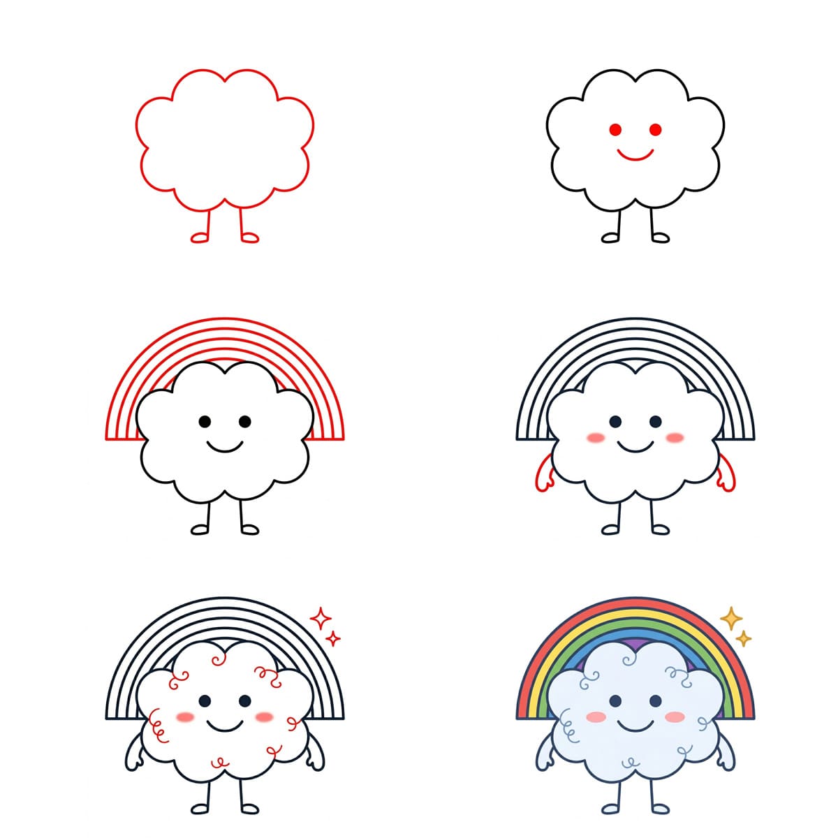 Onnellinen sateenkaariystävä piirustus