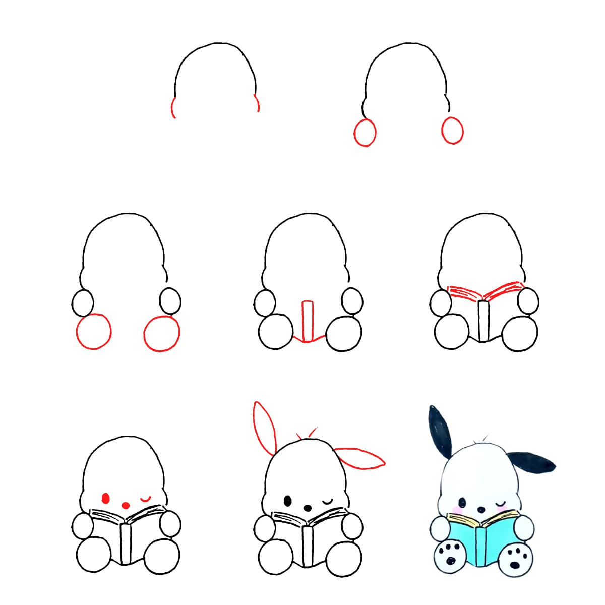 Pochacco lukee piirustus