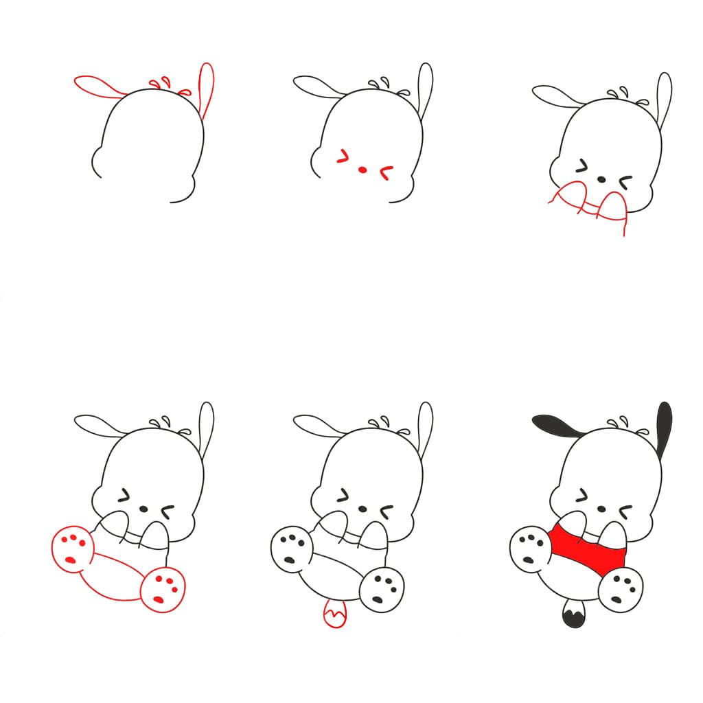 Pochacco onnellinen piirustus