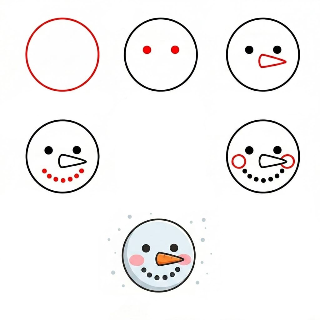 Suloiset Lumiukon Kasvot piirustus