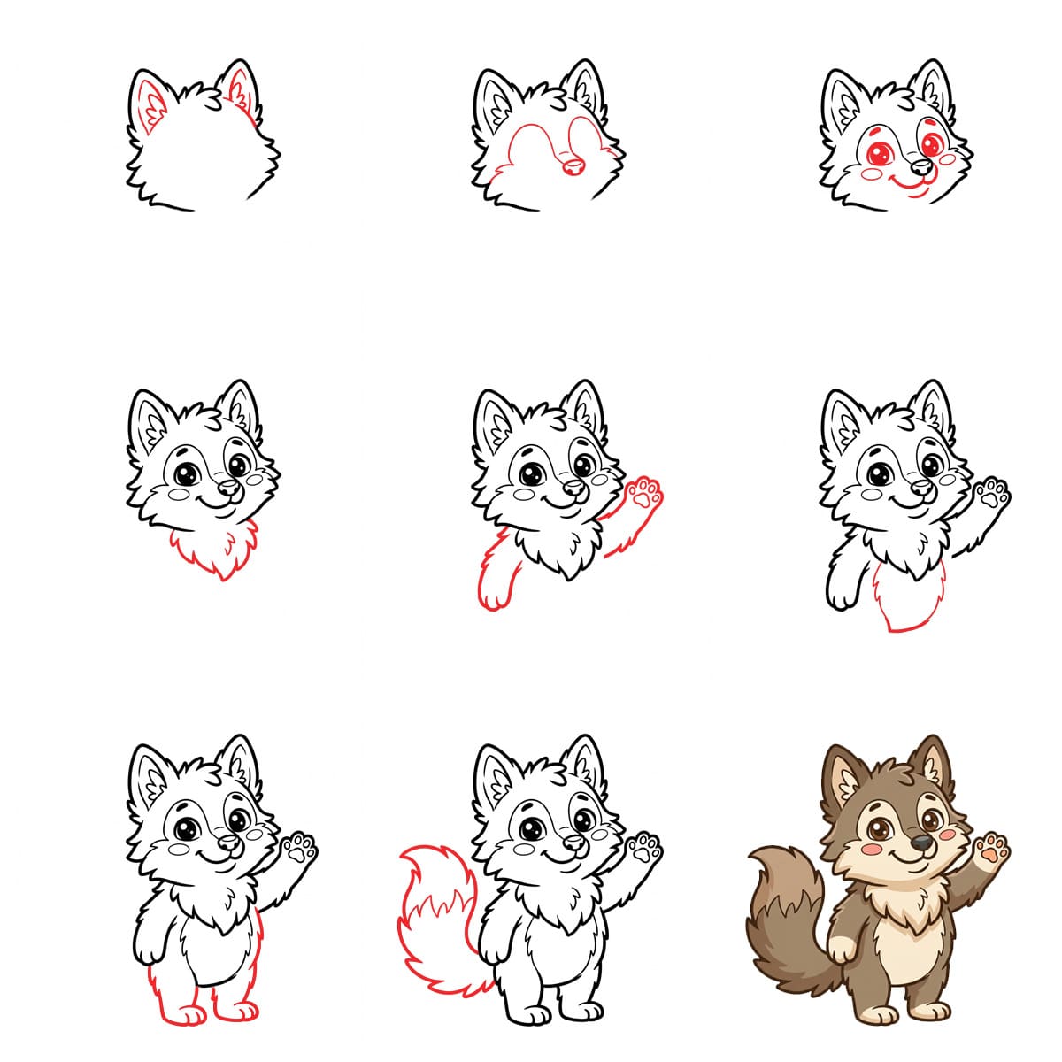 Ystävällinen susi piirustus