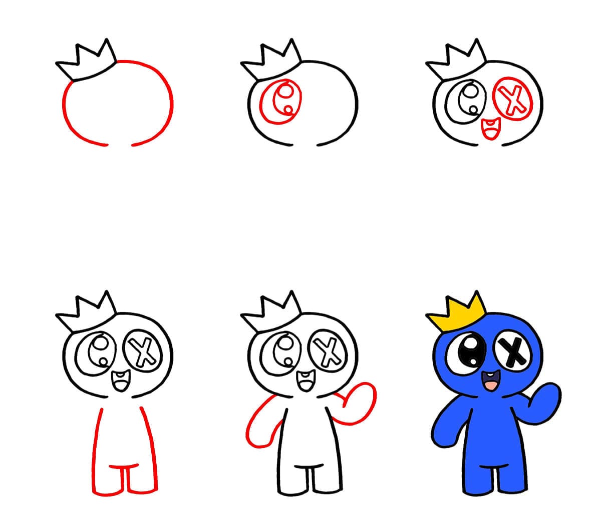 Chibi Blue Rainbow Friend piirustus