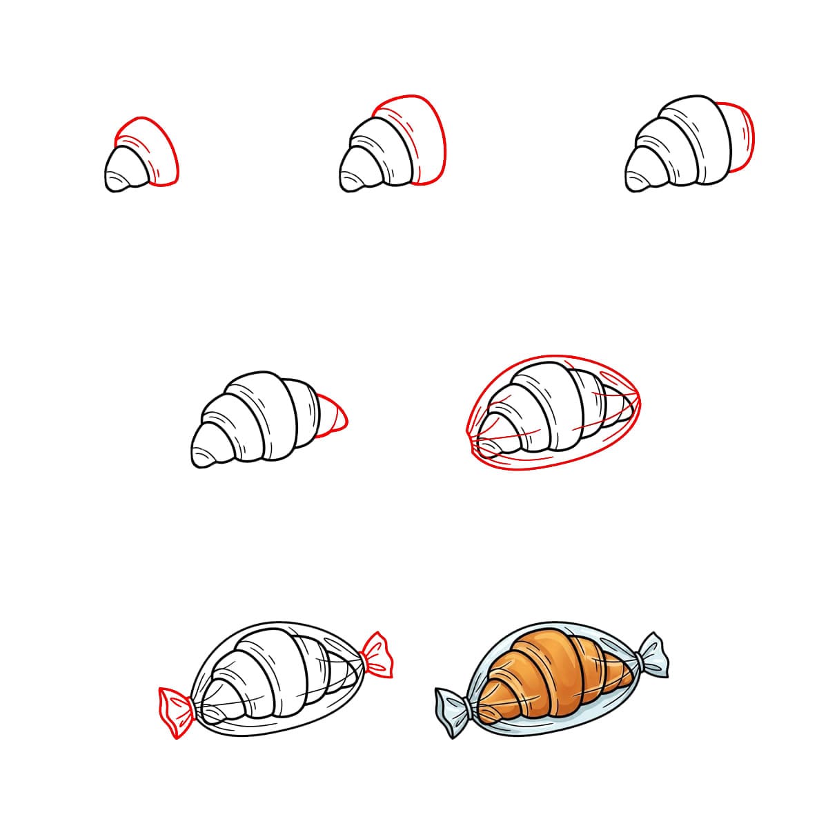 Croissant käärittynä piirustus