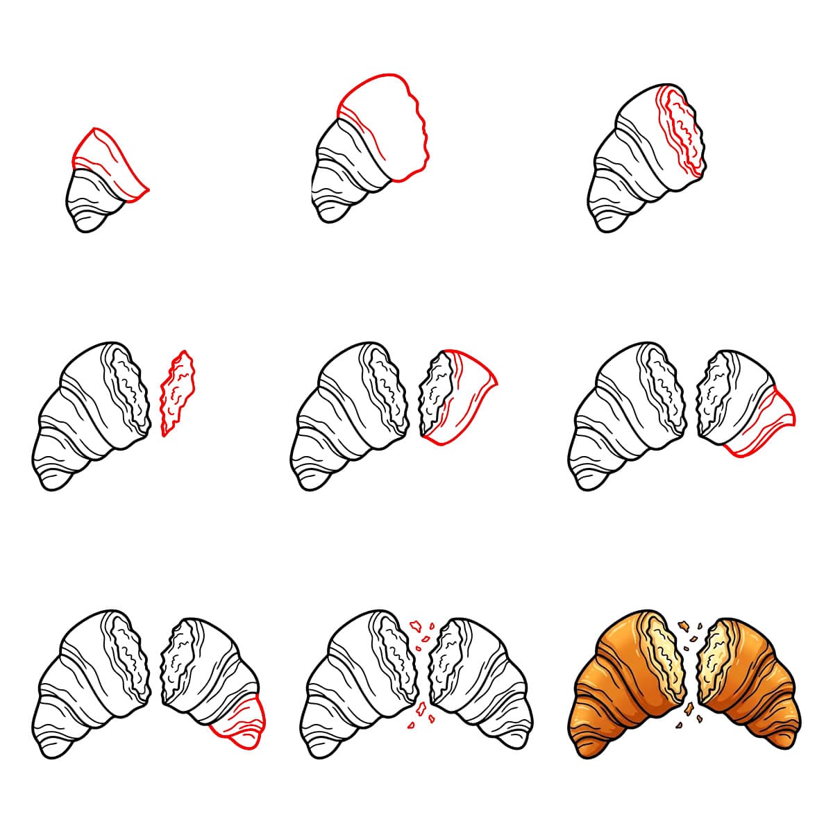 Croissant katkaistu piirustus