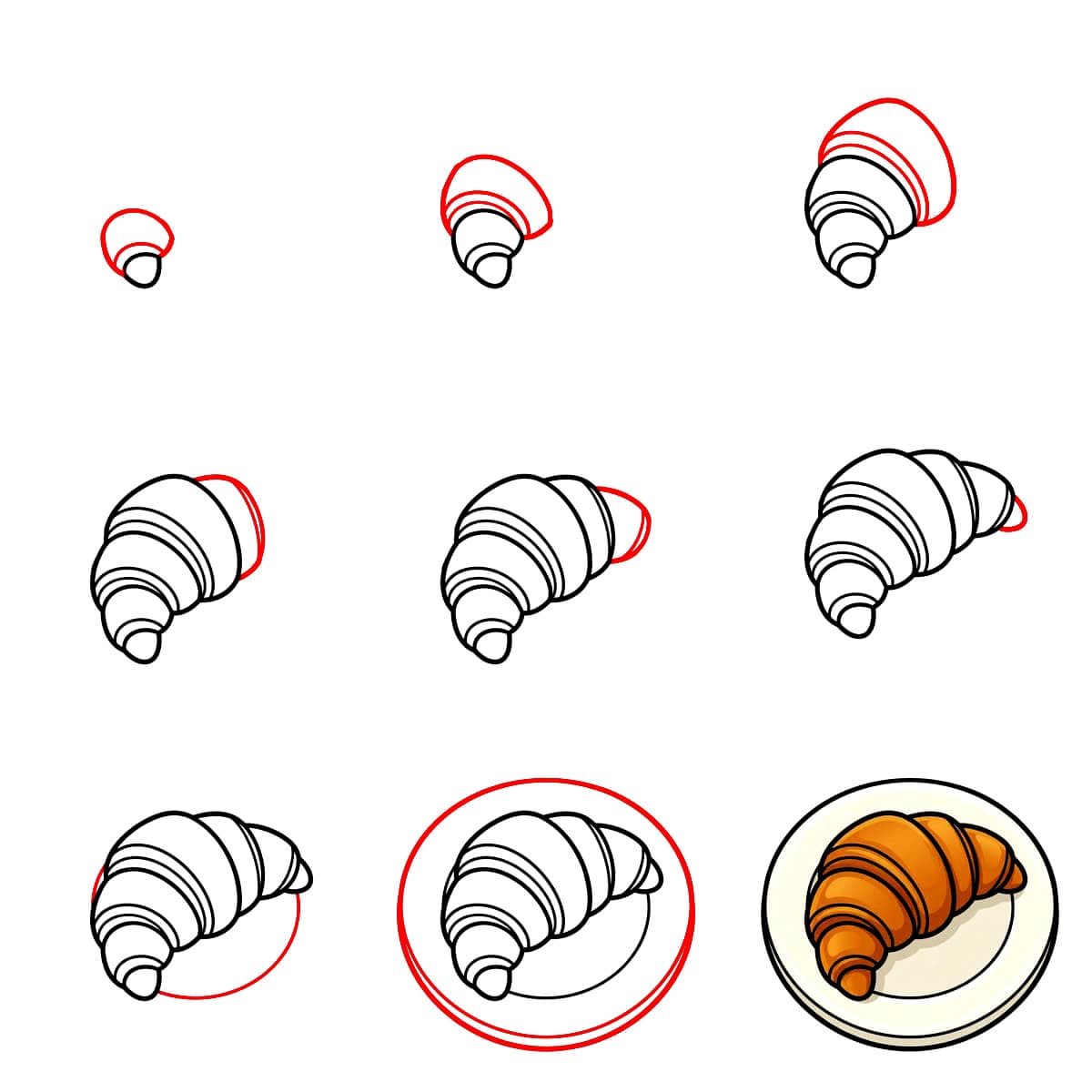 Croissant lautasella piirustus