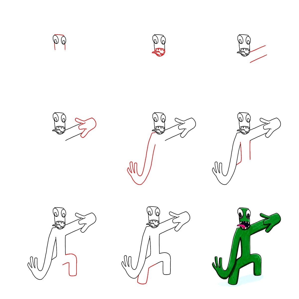 Green Rainbow Friend piirustus