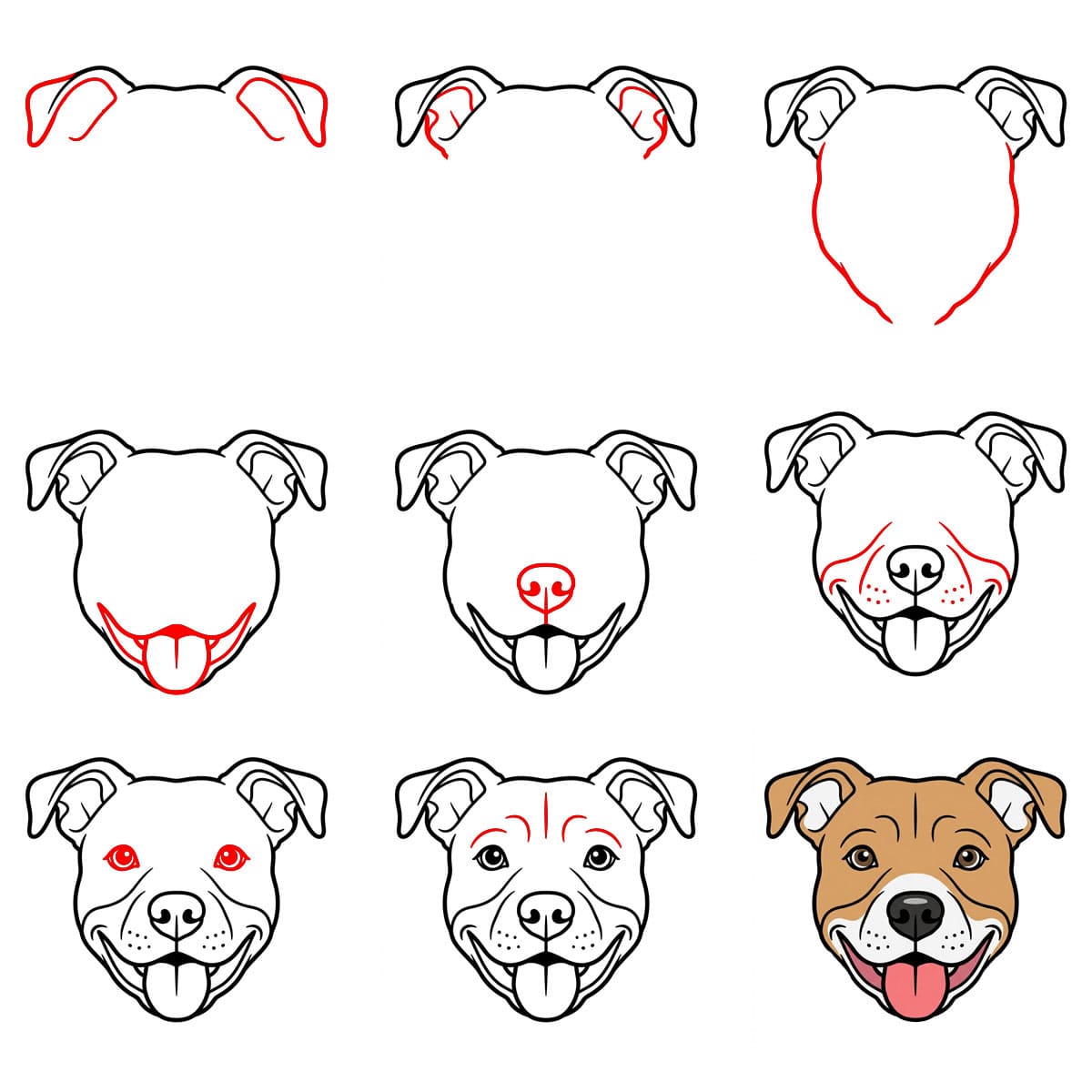 Iloinen pitbull piirustus