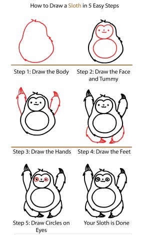 Onnellinen laiskiainen piirustus