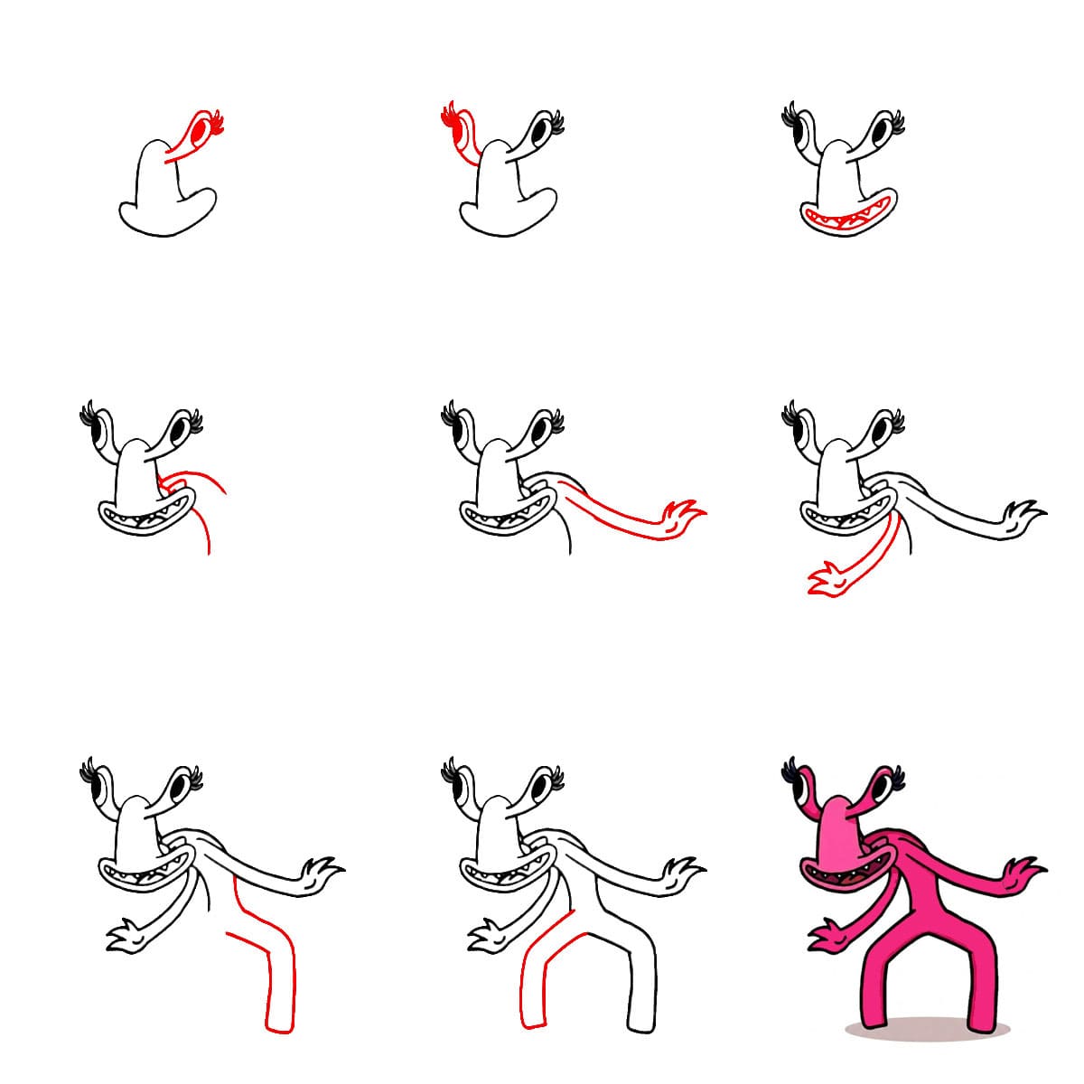 Pink Rainbow Friend ilmaiseksi piirustus