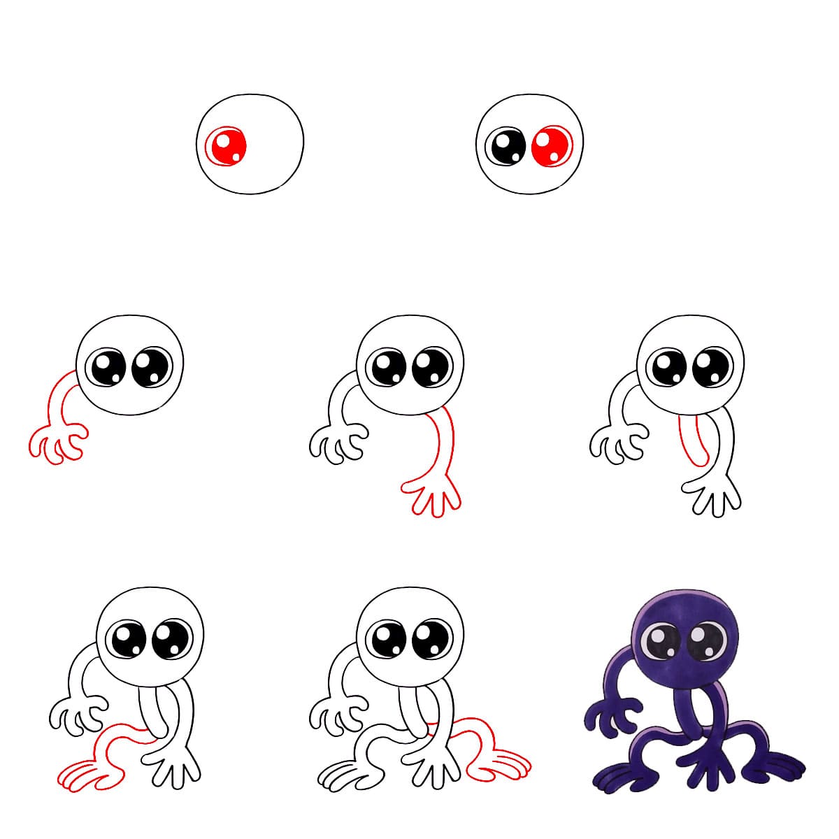 Purple Rainbow Friend ilmainen piirustus