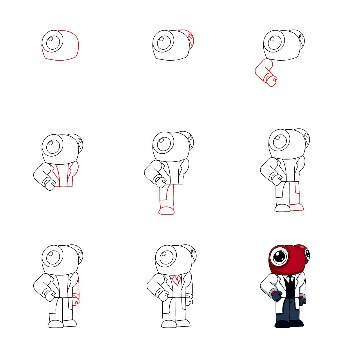 Red Rainbow Friend piirustus