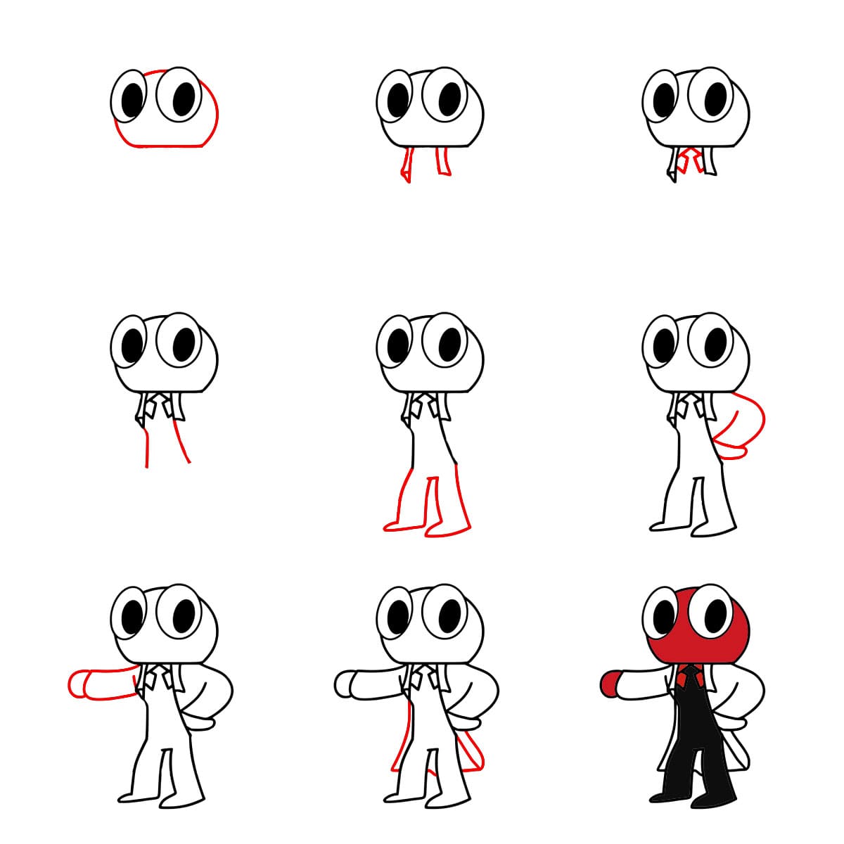 Söpö Red Rainbow Friend piirustus