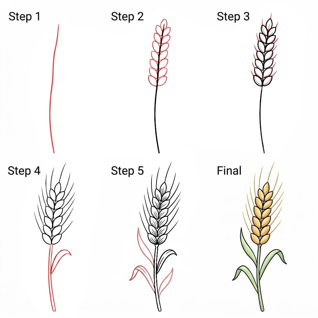 Vehnä pitkä piirustus