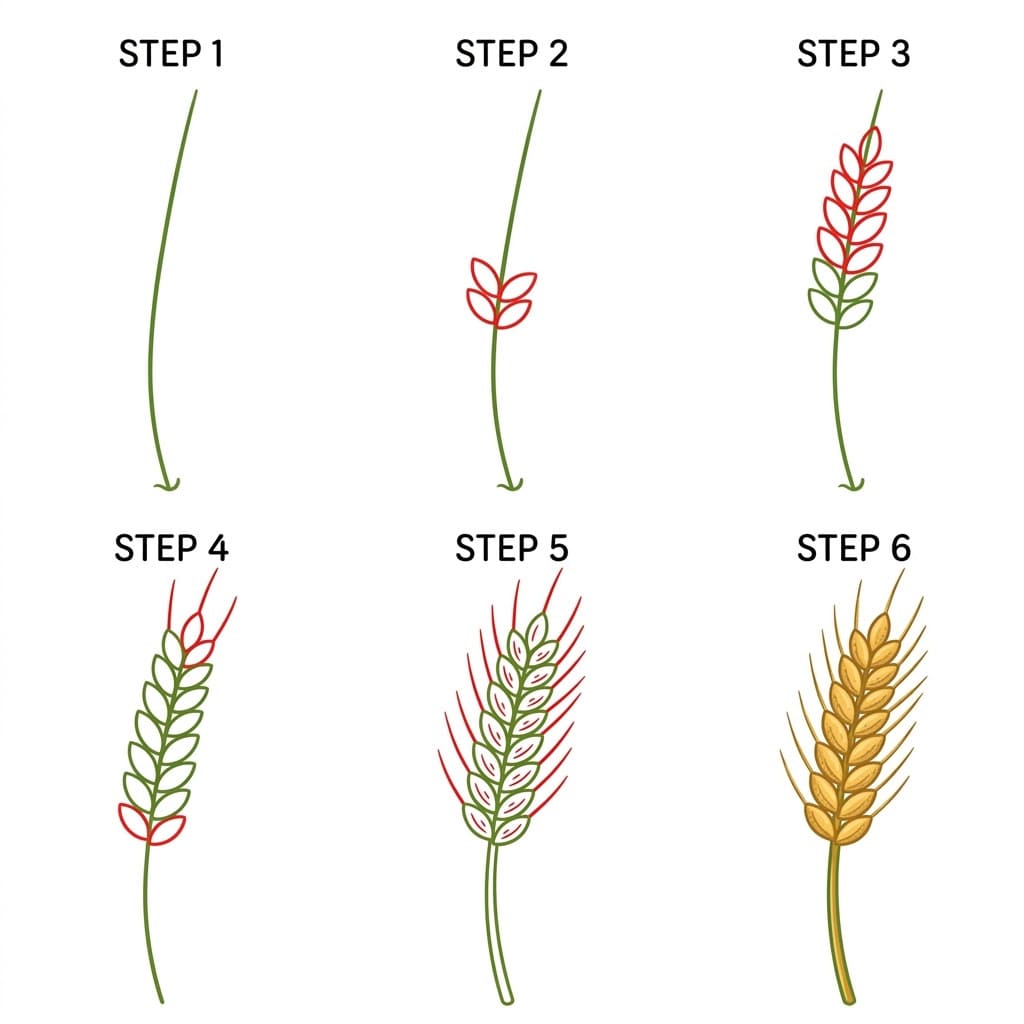 Vehnän kasvu piirustus