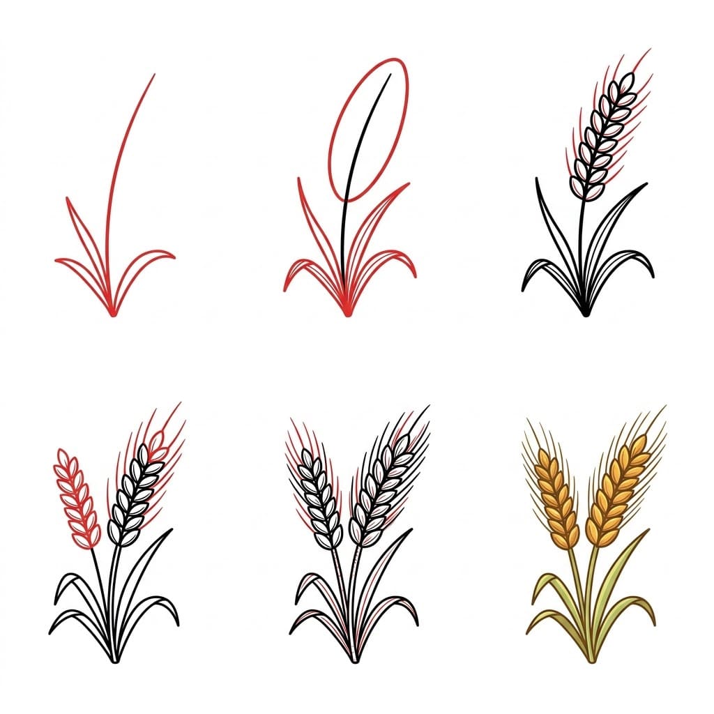 Vehnän lehdet piirustus