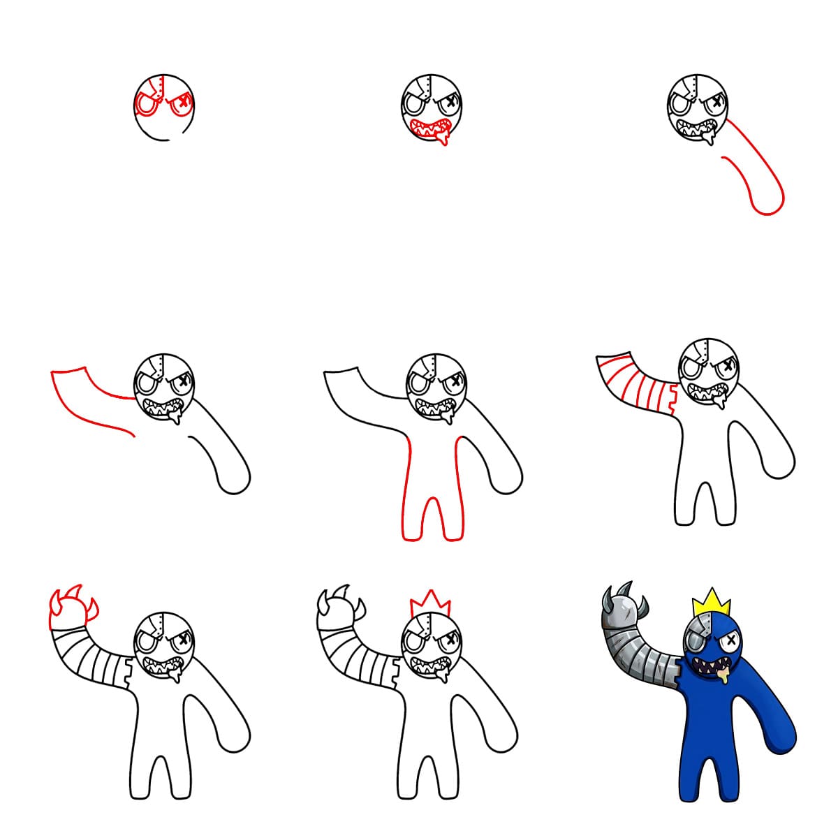 Vihainen Blue Rainbow Friend piirustus